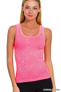 2 WAY NECKLINE WASHED RIBBED-4 COLORS