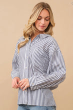 Load image into Gallery viewer, Charcoal Striped Button down top