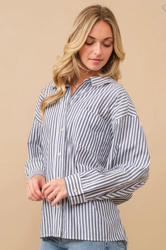 Charcoal Striped Button down top