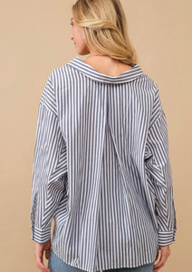 Charcoal Striped Button down top