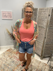 Button up denim shorts